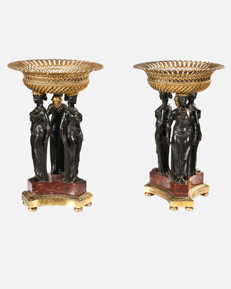 Coppia di centrotavola in bronzo